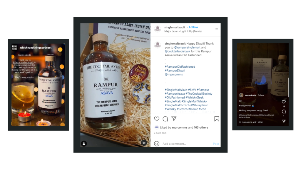 Social media feedback for The Cocktail Society cocktail corporate gift for Rampur Distillery