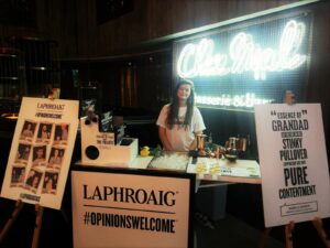 The Cocktail Service staff at a Laphroaig "Opinions Welcome" sampling campaign