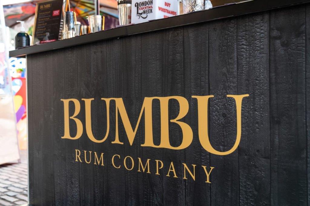 Bumbu Rum Company branded bar at a London Cocktail Week Activation